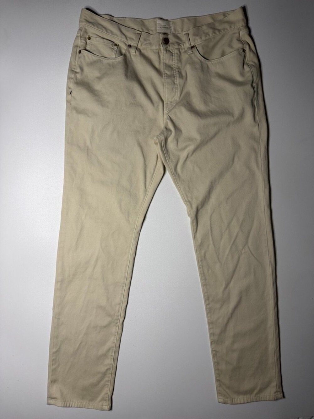 Sid Mashburn Slim Straight 5-Pocket Pants Men 38x34 Tan Beige Button Fly Italy